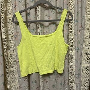 Aerie Neon Yellow Square Neck Crop Tank Size XL NWOT
